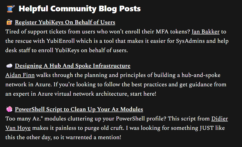 Community content you’ll find in the newsletter